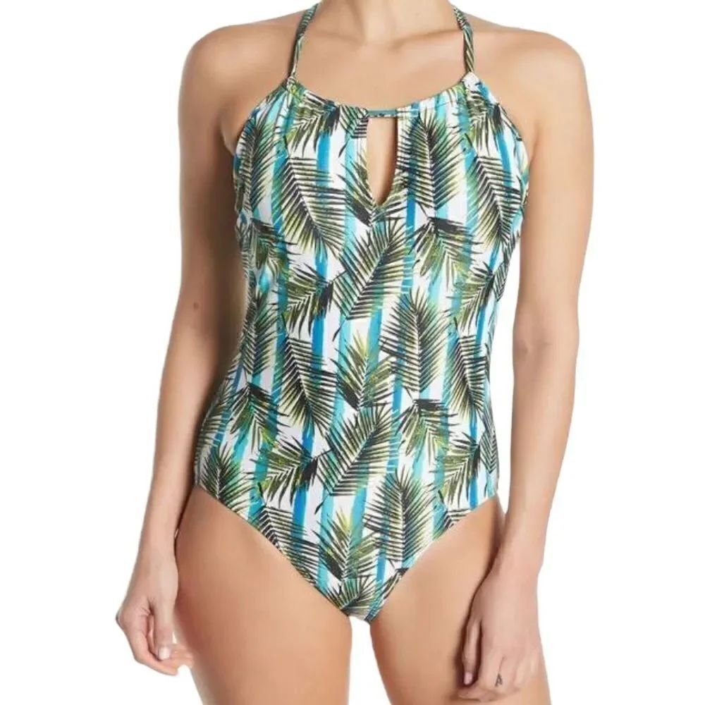 Nicole Miller Studio Tropical Palm One-Piece Swimsuit sz XL